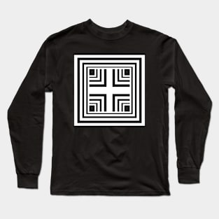 Black and white abstract geometric pattern Long Sleeve T-Shirt